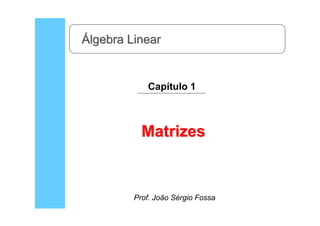 Á
Álgebra Linear
lgebra Linear
Capítulo 1
Matrizes
Matrizes
Prof. João Sérgio Fossa
 