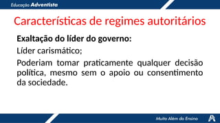 Entendendo a Democracia e os Regimes Autoritários no Século XX | PPTX