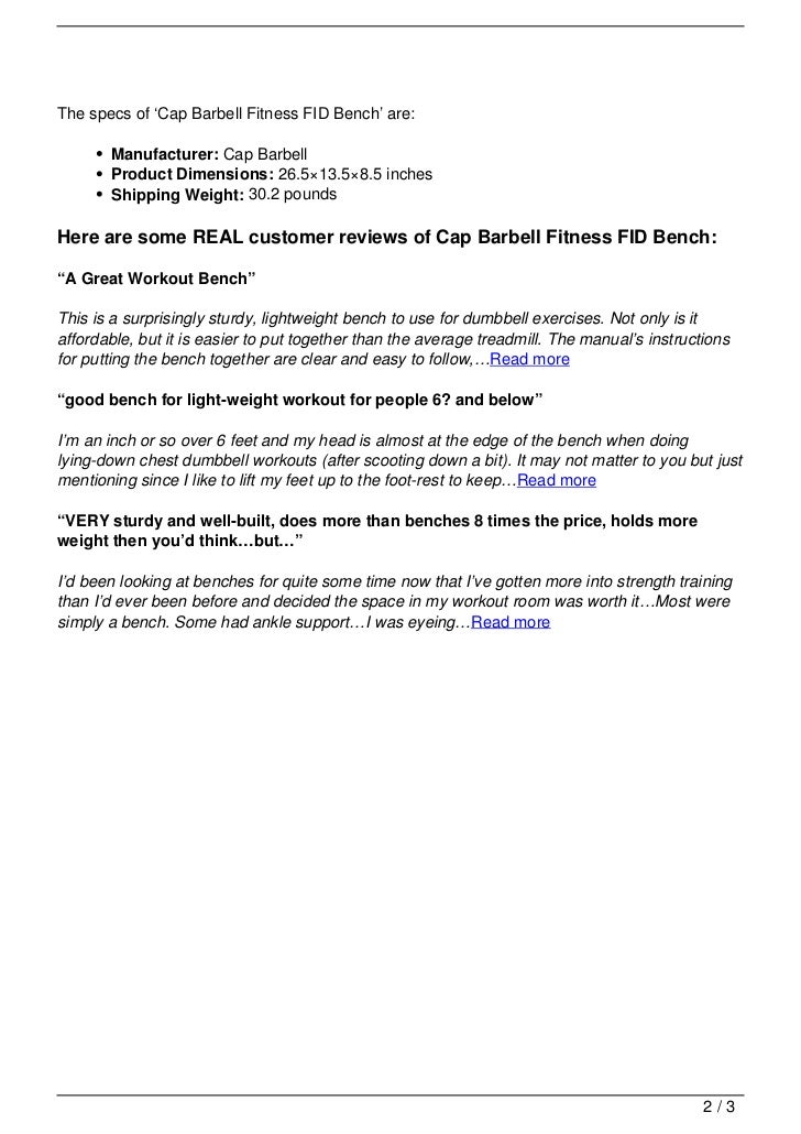 Cap Barbell Fitness Fid Bench Review