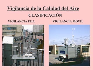 Vigilancia de la Calidad del Aire
CLASIFICACIÓN
VIGILANCIA FIJA VIGILANCIA MOVIL
 