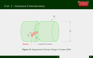 Cap. 2 - Usinagem Convencional
D
Bedame
N
Vf
Superfície transitória
Figura 12: Sangramento [Araujo, Mougo e Campos 2020]
17 26
 