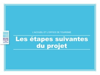 L’ACCUEIL ET L’OFFICE DE TOURISME
Les étapes suivantes
du projet
 