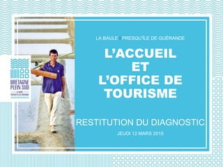 LA BAULE I PRESQU’ÎLE DE GUÉRANDE
L’ACCUEIL
ET
L’OFFICE DE
TOURISME
RESTITUTION DU DIAGNOSTIC
JEUDI 12 MARS 2015
 