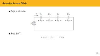 Associação em Série
Seja o circuito
Pela LKT
v = v1 + v2 + · · · + vN
19
 