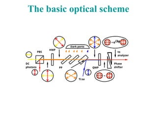 -
+ ei3φ
HWP
QWP
Phase
shifter
PBS
DC
photons PP
Dark ports
Ti:sa
to
analyzer
The basic optical scheme
 