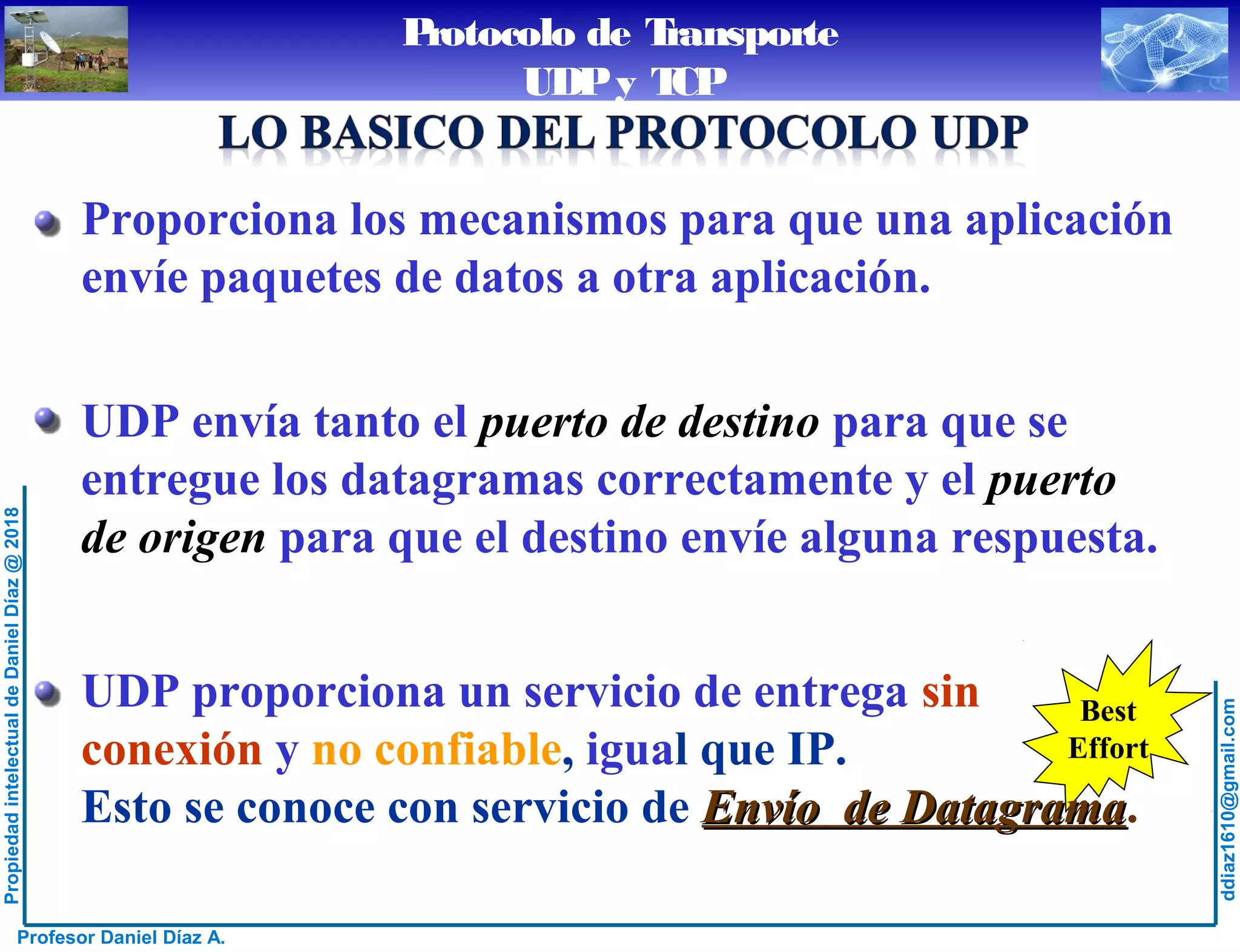 Protocolo de Transporte - Introducción, Protocolo UDP y Protocolo TCP | PPT