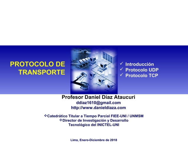 Protocolo de Transporte - Introducción, Protocolo UDP y Protocolo TCP | PPT