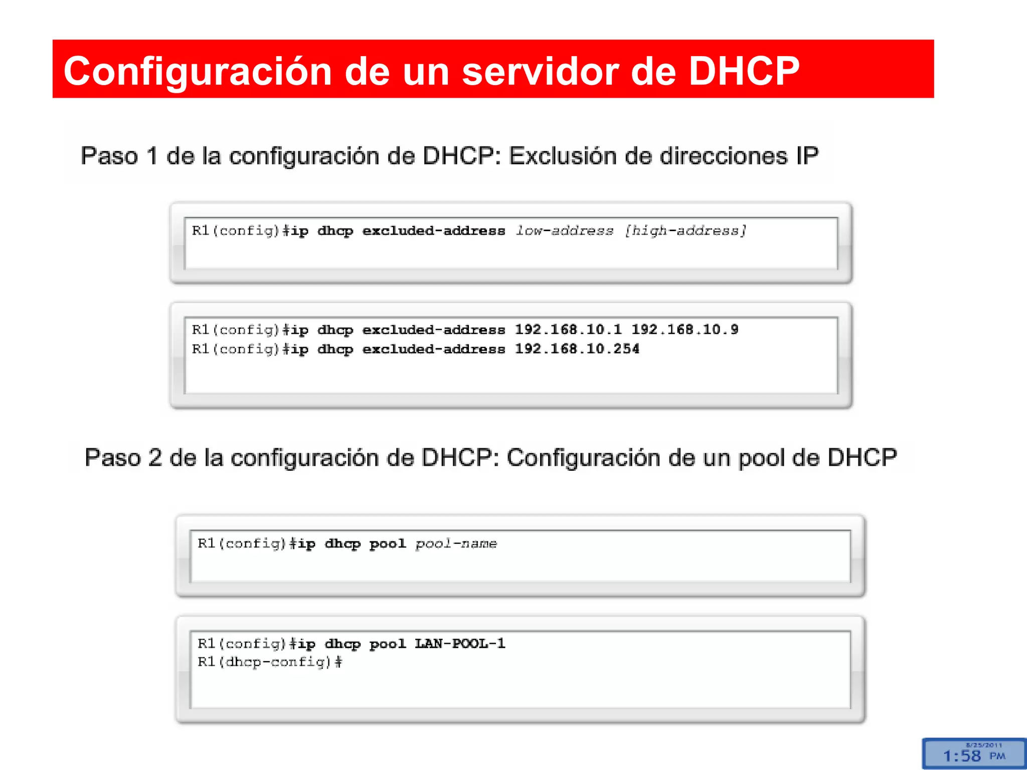 Configuración de un servidor de DHCP 