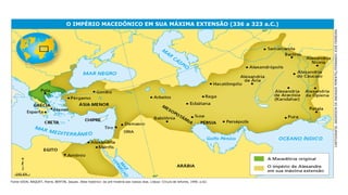 O IMPÉRIO MACEDÔNICO EM SUA MÁXIMA EXTENSÃO (336 a 323 a.C.)
Fonte:VIDAL NAQUET, Pierre, BERTIN, Jaques. Atlas histórico: da pré-história aos nossos dias. Lisboa: Círculo de leitores, 1990. p.62.
CARTOGRAFIA:ANDERSONDEANDRADEPIMENTEL/FERNANDOJOSÉFERREIRA
240 KM
 