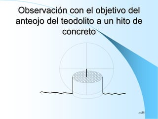 Observación con el objetivo del
anteojo del teodolito a un hito de
concreto
JPGG38
 