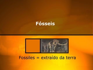 Fósseis Fossiles = extraído da terra   