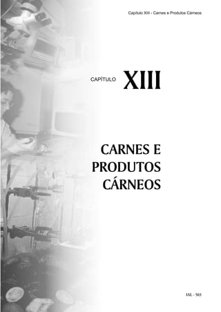 IAL - 503
CARNES E
PRODUTOS
CÁRNEOS
XIIICAPÍTULO
Capítulo XIII - Carnes e Produtos Cárneos
 
