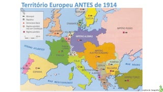 Apresentação elaborada pela Professora FERNANDA LOPES, disciplina de Geografia
Território Europeu ANTES de 1914
 