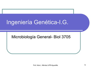 Ingeniería Genética-I.G. Microbiología General- Biol 3705 Prof. Aida L. Méndez UPR-Aguadilla 