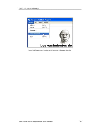 CAPÍTULO 15: DISEÑO MULTIMEDIA




                 Figura 15.9 Creación con el reproductor de Flash de un EXE a partir de un SWF




Diseño Flash de recursos web y multimedia para la enseñanza                                      170
 