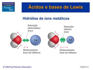 Capítulo 16
© 2005 by Pearson Education
Hidrólise de íons metálicos
Ácidos e bases de Lewis
Ácidos e bases de Lewis
 