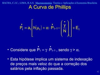 A Curva de Phillips Considere que  , sendo    >   .  Esta hipótese implica um sistema de indexação de preços mais veloz do que a correção dos salários pela inflação passada.  