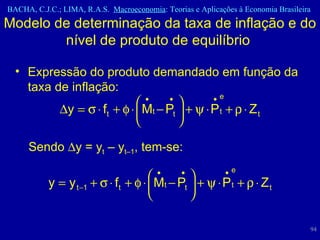 Modelo de determinação da taxa de inflação e do nível de produto de equilíbrio  Expressão do produto demandado em função da taxa de inflação:  Sendo   y = y t  – y t–1 , tem-se: 