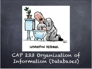 CAP 233 Organization of
Information (Databases)
 