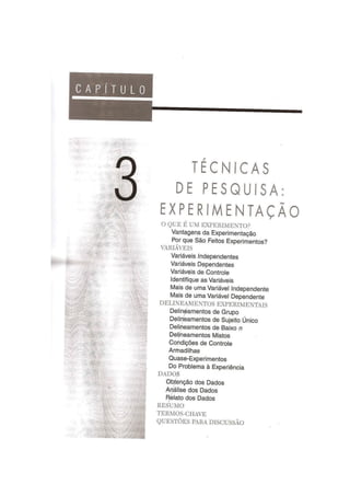 Técnicas em Pesquisa: Experimentação (Livro Psicologia Experimental)