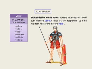 Septendecim annos natus a patre interrogātus ‘quid
tum discere vellet?’ filius statim respondit ‘se nihil
nisi rem militārem discere velle’.
= XVII annōrum
 