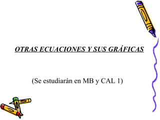 OTRAS ECUACIONES Y SUS GRÁFICAS



    (Se estudiarán en MB y CAL 1)
 