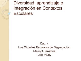 Diversidad, aprendizaje e Integración en Contextos Escolares Cap. 4 Los Circuitos Escolares de Segregación Marisol Sanabria 20062645 