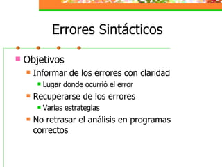 Errores Sintácticos ,[object Object],[object Object],[object Object],[object Object],[object Object],[object Object]