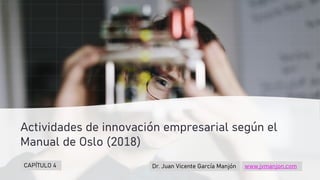 Actividades de innovación empresarial según el
Manual de Oslo (2018)
Dr. Juan Vicente García Manjón www.jvmanjon.com
CAPÍTULO 4
 