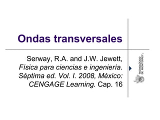 Ondas transversales
  Serway, R.A. and J.W. Jewett,
Física para ciencias e ingeniería.
Séptima ed. Vol. I. 2008, México:
   CENGAGE Learning. Cap. 16
 