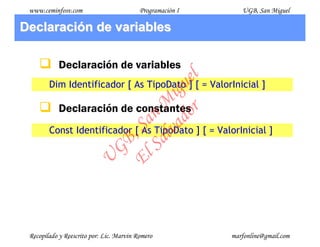 Variables, Arreglos y Tipos de Datos en VB .NET