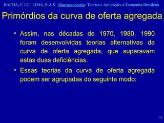 Assim, nas décadas de 1970, 1980, 1990 foram desenvolvidas teorias alternativas da curva de oferta agregada, que superavam estas duas deficiências. Essas teorias da curva de oferta agregada podem ser agrupadas do seguinte modo: Primórdios da curva de oferta agregada 