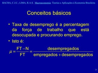 Conceitos básicos Taxa de desemprego é a percentagem da força de trabalho que está desocupada e procurando emprego. Isto é: 