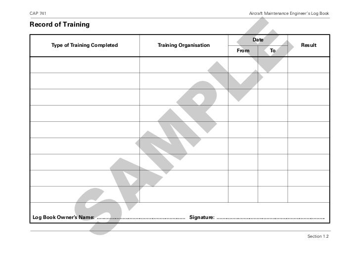 training log book template
