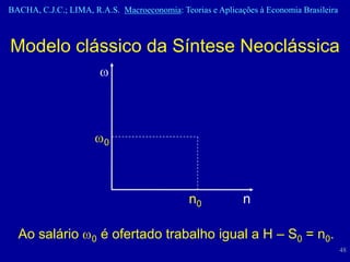 BACHA, C.J.C.; LIMA, R.A.S. Macroeconomia: Teorias e Aplicações à Economia Brasileira



Modelo clássico da Síntese Neoclássica




                         0




                                              n0            n

  Ao salário         0   é ofertado trabalho igual a H – S0 = n0.
                                                                                        48
 
