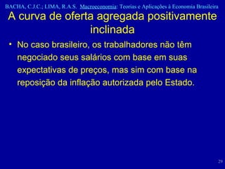 No caso brasileiro, os trabalhadores não têm negociado seus salários com base em suas expectativas de preços, mas sim com base na reposição da inflação autorizada pelo Estado.  A curva de oferta agregada positivamente inclinada 