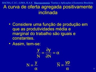 Considere uma função de produção em que as produtividades média e marginal do trabalho são iguais e constantes.  Assim, tem-se:  A curva de oferta agregada positivamente inclinada 