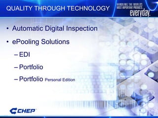 QUALITY THROUGH TECHNOLOGY Automatic Digital Inspection ePooling Solutions EDI Portfolio Portfolio  Personal Edition 