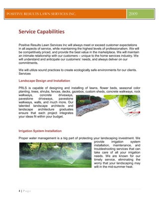 Positive Results Lawn Services Inc. - Company Capability Statement