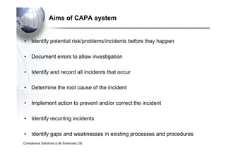 CAPA & Change Control Breif overview of CAPA and Change Control | PDF