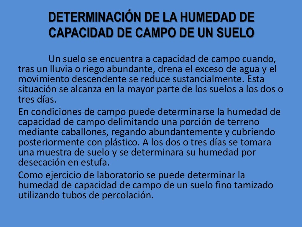 Capacidad de campo Capacidad de campo