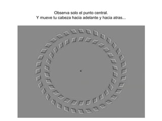 Observa solo el punto central. Y mueve tu cabeza hacia adelante y hacia atras... 