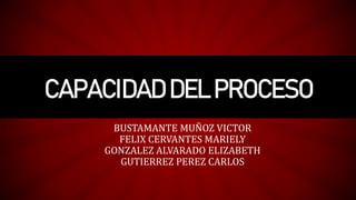 CAPACIDAD DEL PROCESO
BUSTAMANTE MUÑOZ VICTOR
FELIX CERVANTES MARIELY
GONZALEZ ALVARADO ELIZABETH
GUTIERREZ PEREZ CARLOS
 