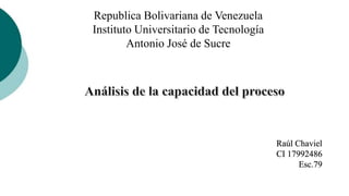 Republica Bolivariana de Venezuela
Instituto Universitario de Tecnología
Antonio José de Sucre
Raúl Chaviel
CI 17992486
Esc.79
 