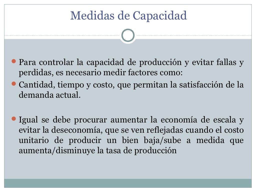Capacidad de producción. Capacidad de producción.