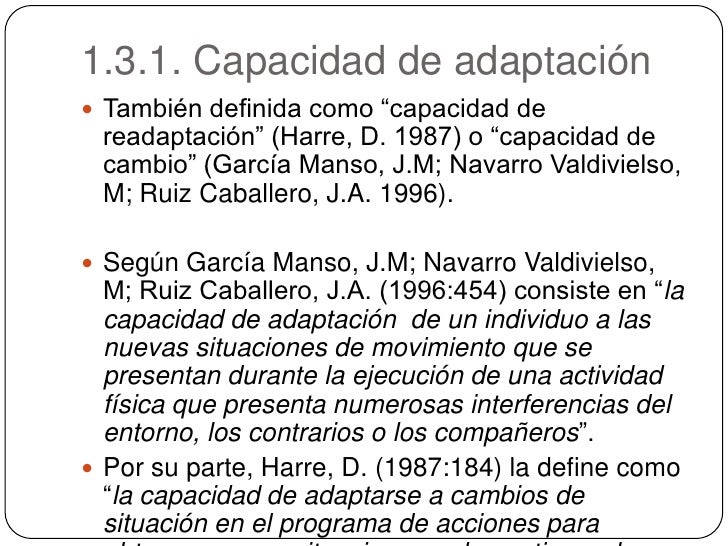 Capacidades coordinativas Facultad de adaptación