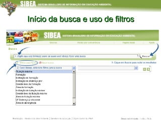 Início da busca e uso de filtros 