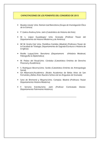 CAPACITACIONES DE LOS PONENTES DEL CONGRESO DE 2015CAPACITACIONES DE LOS PONENTES DEL CONGRESO DE 2015CAPACITACIONES DE LO...