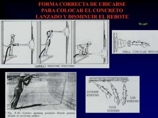 FORMA CORRECTA DE UBICARSE
PARA COLOCAR EL CONCRETO
LANZADO Y DISMINUIR EL REBOTE
 