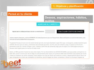 Deseos, aspiraciones, hábitos,
guiños
Pensá en tu cliente
1. Objetivos y planificación
 